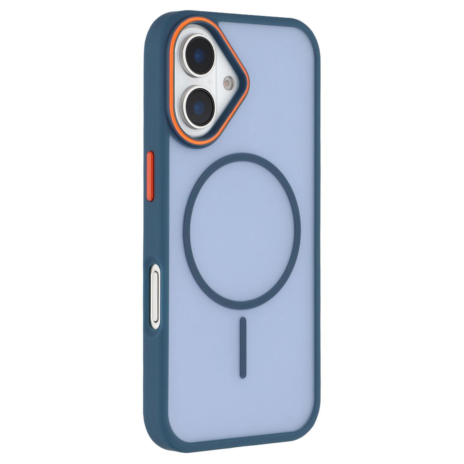 

For iPhone 16 Magnetic Case Skin Touch TPU+PC Phone Back Cover Blue