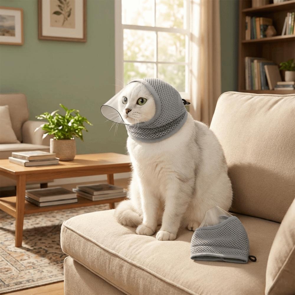 Transparente Vision Katzenmaulkorb Verstellbarer Kordelzug Haustierkatzenmaske Katzenmaulkörbe Katzenfixierung