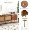 Living Room TV Stand Spacious Countertop Cabinet with 2 Drawers Two Rattan Bedroom Media Console Sliding Doors Metal Legs Furniture