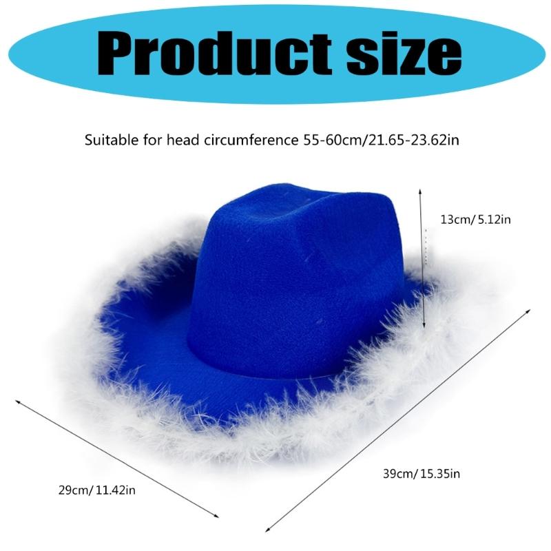 Stylish Cowgirls Hat Ocean Blue Sun Hat With Feathered Trim For Music Festival Beach Parties And Everyday Casual Wear
