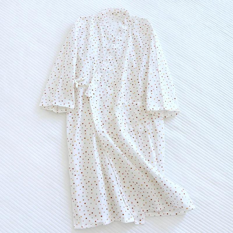 Ladies Cotton Kimono Bathrobe Loose Homewear Pajamas Robes for Women Multi Colors Printed Cardigan Sleep Wear Womens Robe