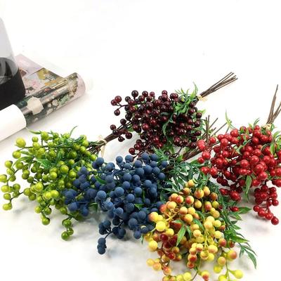 Foam Party Shrub Holly Branch Plants Christmas Decoration Fake Fruit Artificial Berry Bouquet