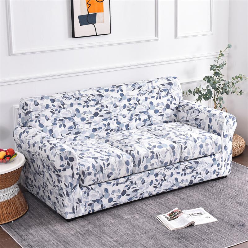 Nordische Blumen Sofabezug Elastischer Spandex Sofasitzkissenbezug für Wohnzimmer Rutschfester Möbelschutz