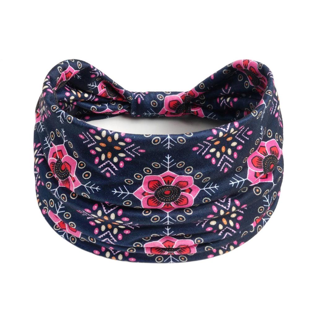 Bohemian Retro Print Yoga Headband: Wide African-Inspired Headscarf for Women