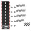 Racetrack Floor Running Mat Checkered Hand Waving Flag Birthday Party Supplies for Sport Event Photo