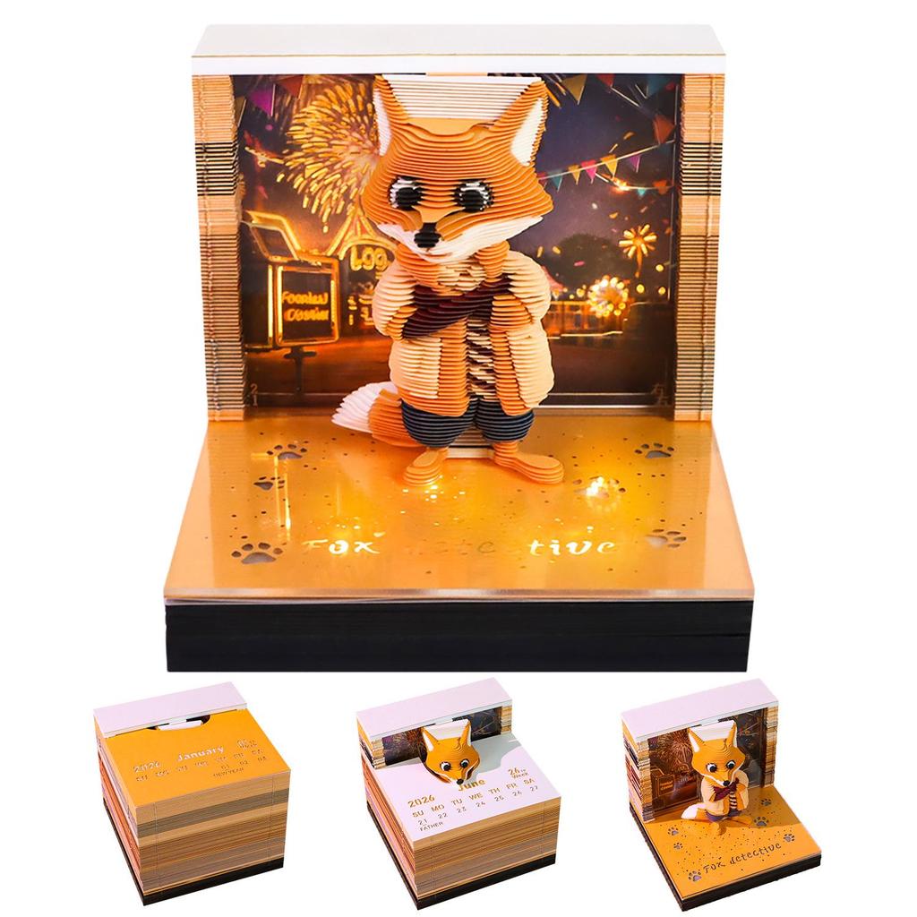 3D Stereoscopic Sticky Note Sculpture 2026 Calendar: Creative Tear-off Convenience Pad and Desktop Ornament