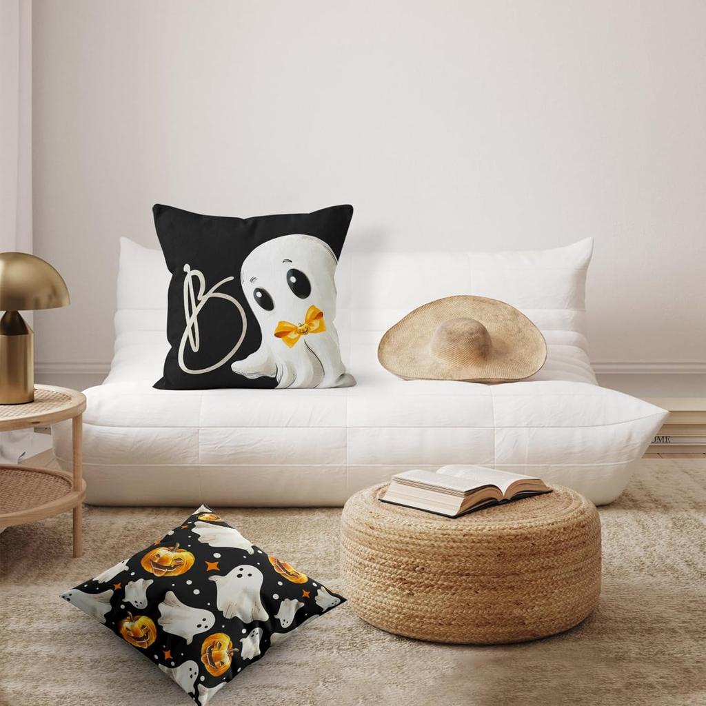 Spooky and Fun Halloween Pillowcases: Ghosts, Bats, and Pumpkins! Sofa Cushion Cover, Holiday Party Decoration, Gift