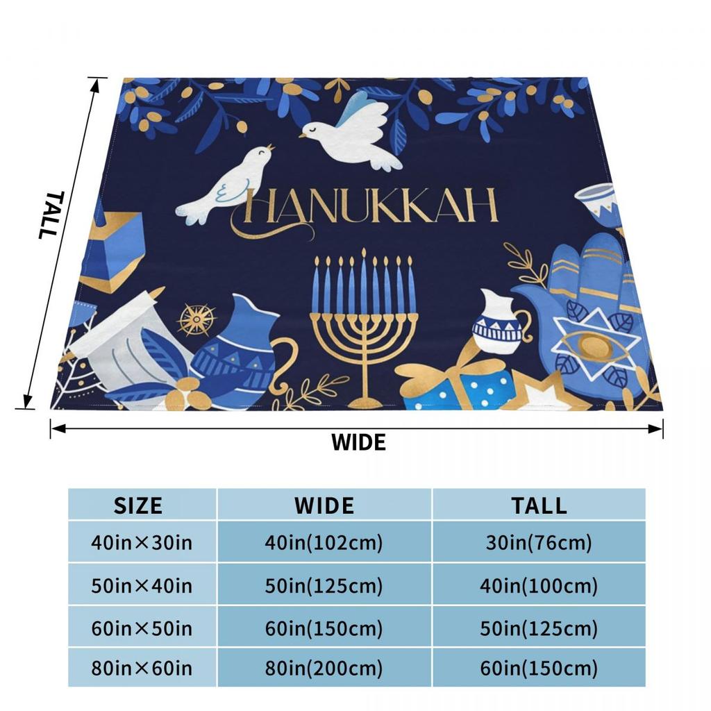Happy Hanukkah Jewish Menorah Fleece Blanket Religious Funny Throw Blankets for Home Hotel Sofa 125*100cm Plush Thin Quilt