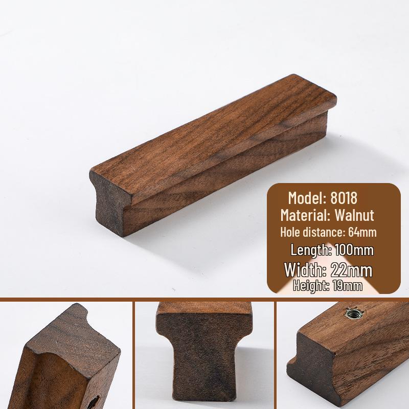 Japanese Minimalist Walnut Handle Solid Wood Cabinet and Wardrobe Drawer Handle