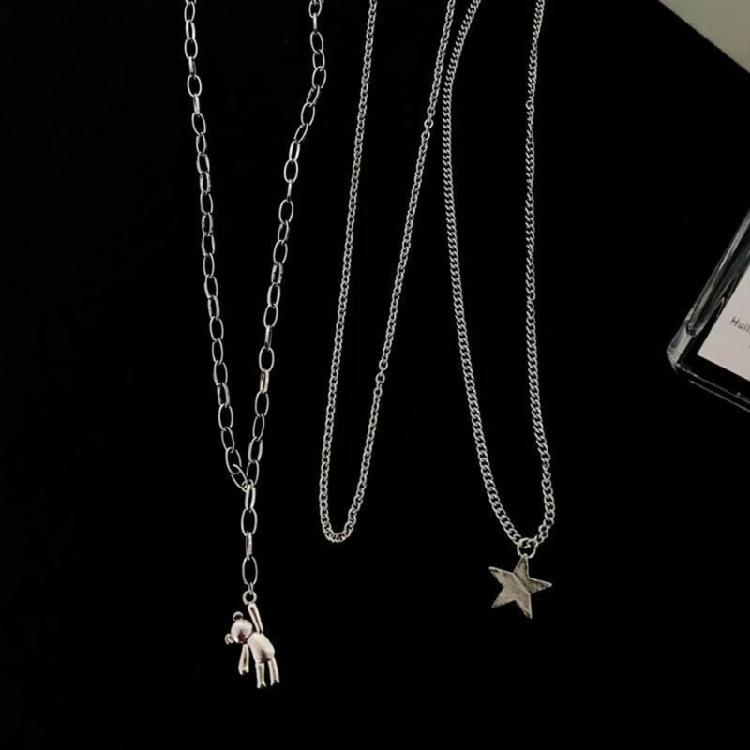 Three-Layer Metal Bear Star Clavicle Chain Women Birthday Party Jewelry Gift