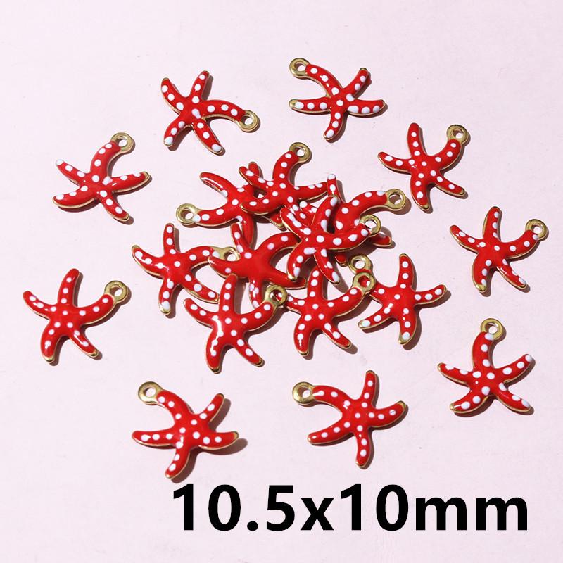 20pcs Stainless Steel Enamel Small Cute Charms Pendant Fish Starfish Coral Reef DIY Jewelry Making Accessories Findings