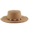 Spring and Summer Women's Sunshade Sunscreen Straw Hat Personalized Fringed Edge Flat Top Top Top Hat Outdoor Travel Beach Hat