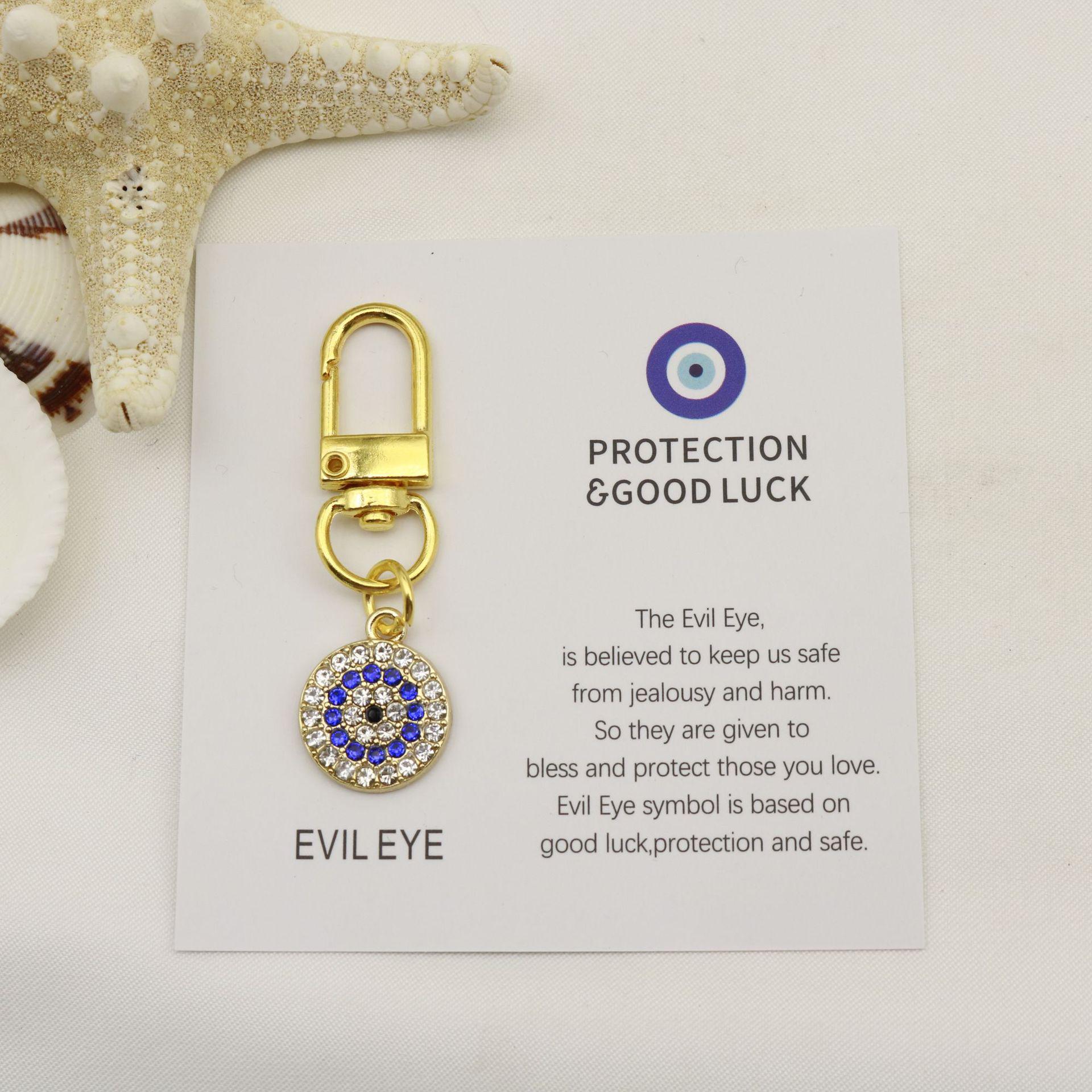 Blue Evil Eye Keychain Pendant with Good Luck Card