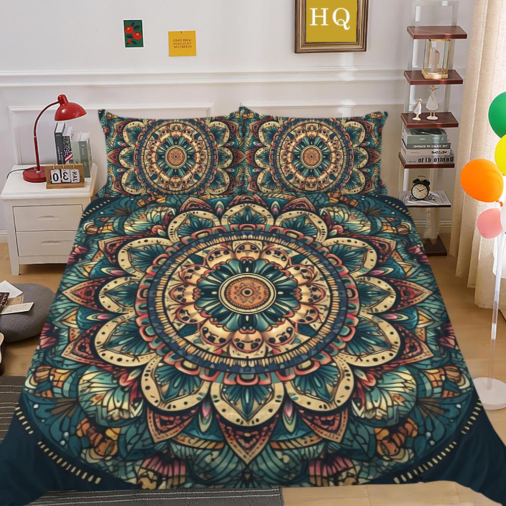Home Bedding Set 3D Mandala Printing Bedspreads Queen Double Size Microfiber Duvet Cover Set Bedroom Decor
