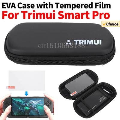 For Trimui Smart Pro Game Console EVA Hard Carrying Case with Tempered Glass Film EVA Protective Case Waterproof Storage Bag