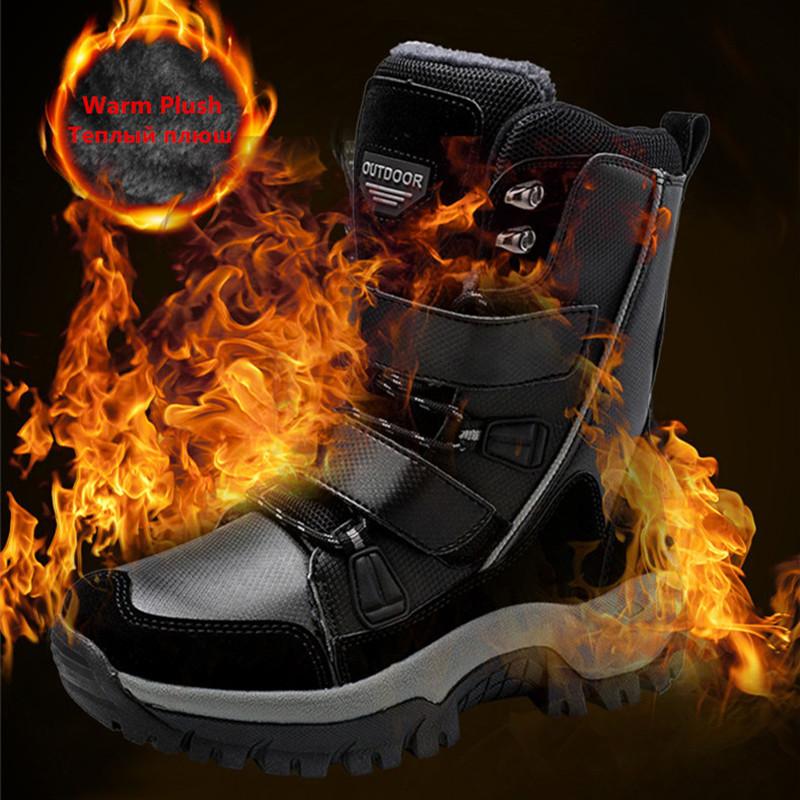 New Winter Women Boots Warm Plush Mid-Calf Women's Snow Boots Lace-up Outdoor Waterproof Hiking Boots Chaussures Femme Size 42