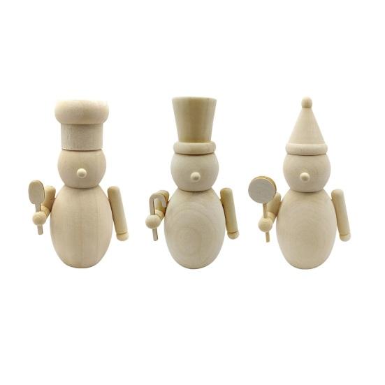 

3Pcs Christmas Wooden Unfinished Nutcracker Figurine DIY Blank Unpainted Soldier Figure Festival Holiday Party Ornament Decoration A