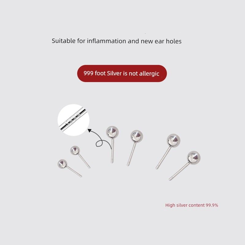 Silver Needle Pierced-Ear-Caring Ear Studs Female Daily Simple Easiest for Match Sleep No Need to Take off Ear Bone Stud Ear Bar Earrings Earrings