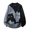 Neuer Strickpullover mit Cartoon-Katze für Herren, Herbst Winter, warmer Strickpullover, Herren-Pullover, Hauskleidung