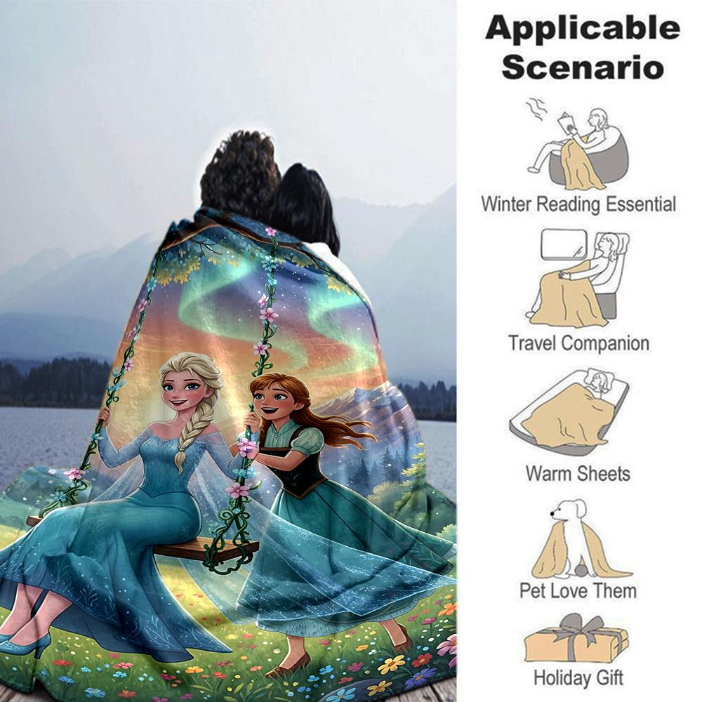 1pc Elsa Anna blanket Lightweight Flannel Throw for Sofa Bed Travel Camping Livingroom Office Couch Chair