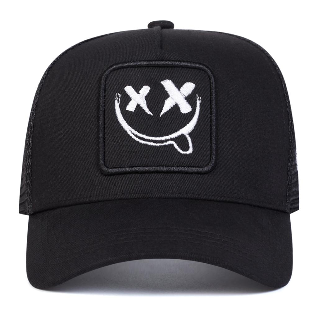 Unisex XX Smiling Face Embroidery Baseball Net Caps Outdoor Adjustable Spring and Summer Casual Sunscreen Hat