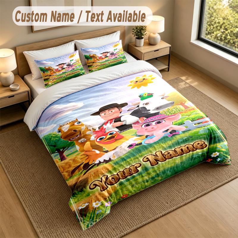 Custom Name Text Bedding 3Pcs Set,La Granja De Zenón 1 Duvet Cover 2 Pillowcases Soft Bed Linen For Gift