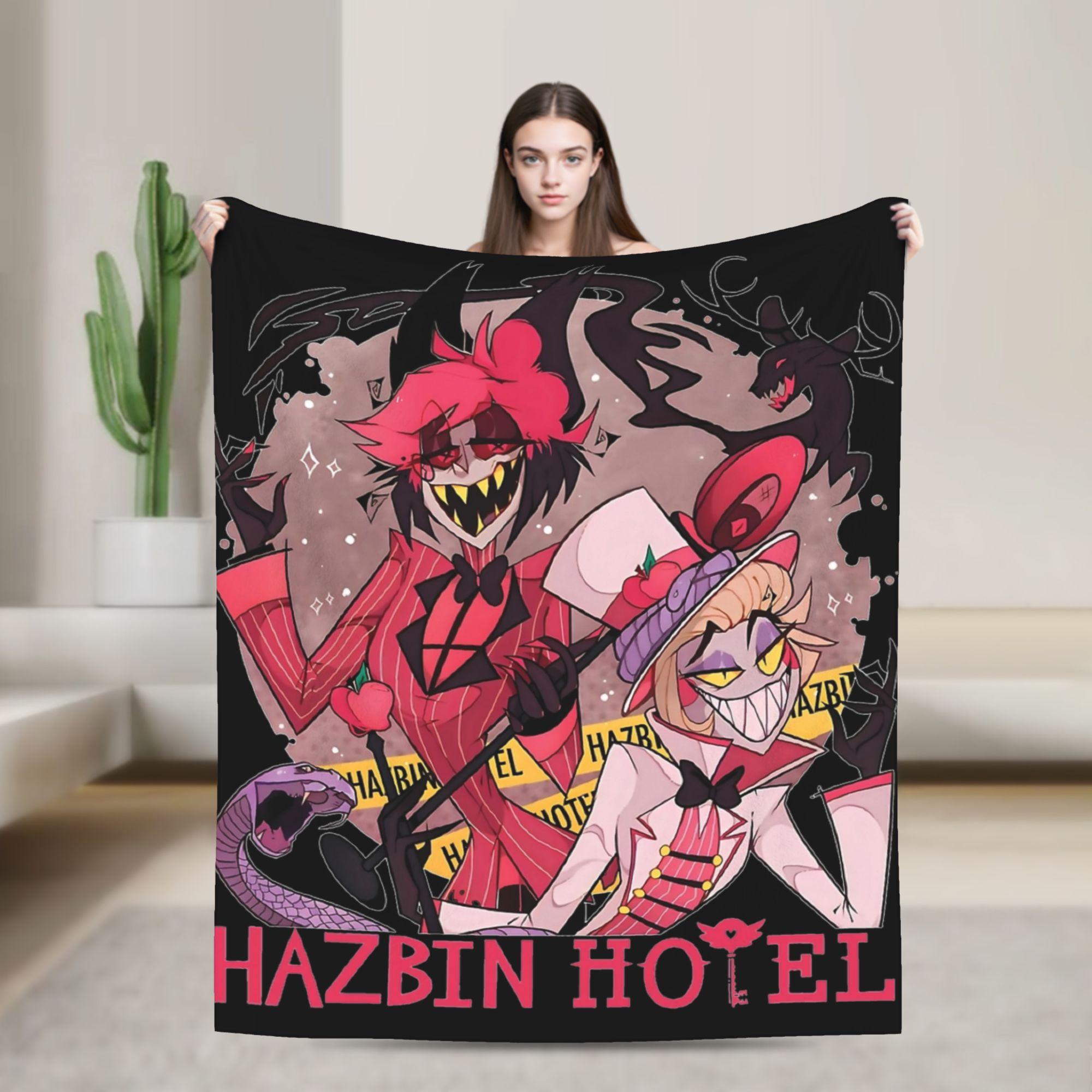 Exquisite Fashion Items Unisex Coral Hazbins Hotels Alastor And Lucifer Blanket Fleece Plush Summer Demon Super Warm Throw Blankets For Sofa Car Rug Piece
