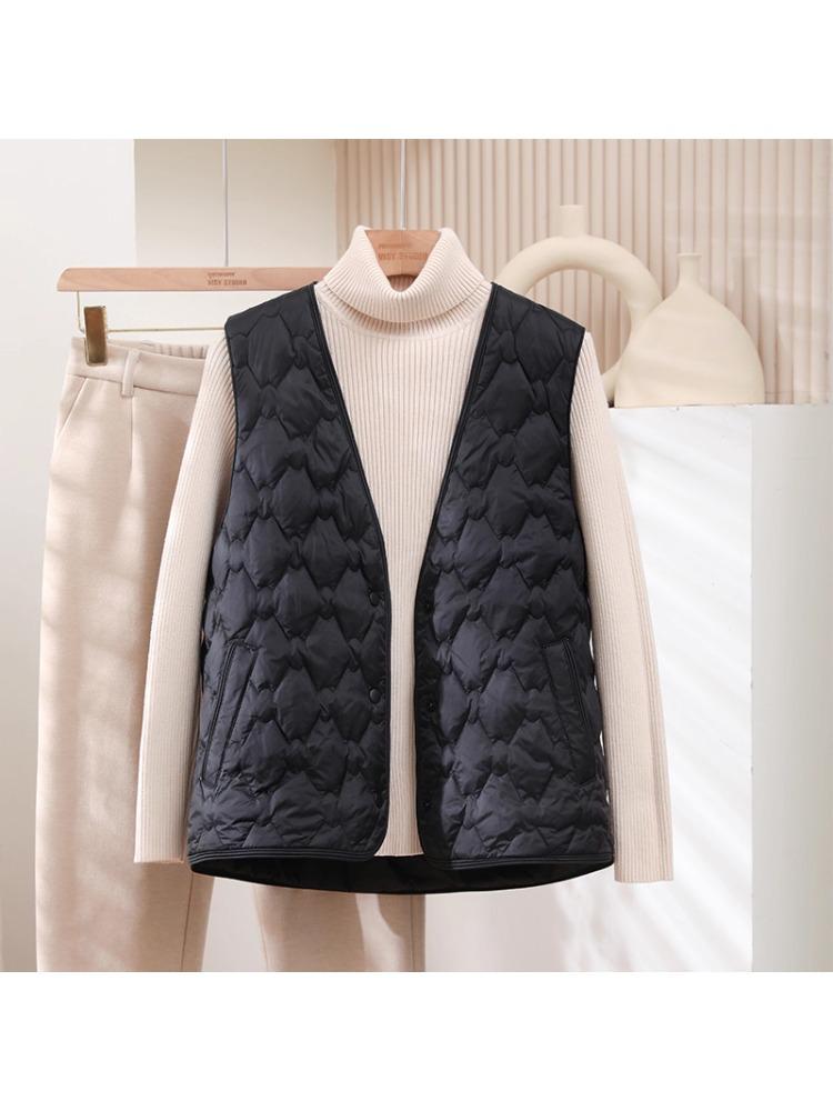 2025 High-End Lightweight Warm V-Neck Down Vest - 90% White Duck Down, Versatile Fashion Gilet for Autumn/Winter
