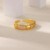 Round Zircon Open Rings For Women Stainless Steel Gold Color Bead Ring Elegant Couple Wedding Jewelry Gift Bijoux Femme