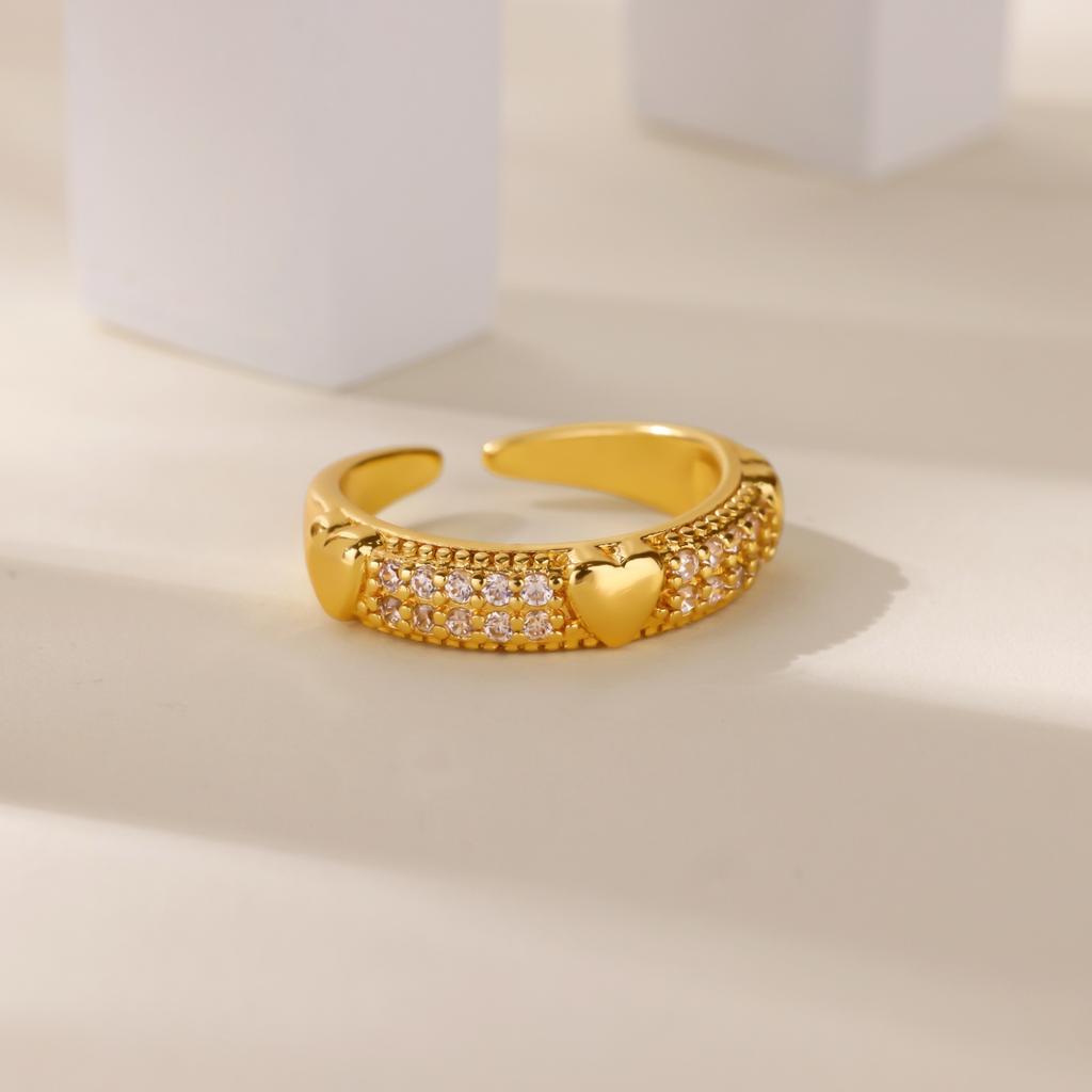 Round Zircon Open Rings For Women Stainless Steel Gold Color Bead Ring Elegant Couple Wedding Jewelry Gift Bijoux Femme