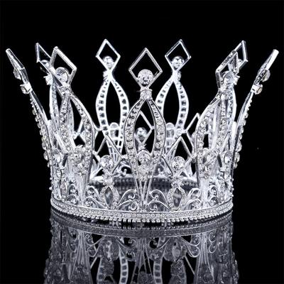 Braut volle runde Krone Tiara Legierung Diamant dreidimensionale Königinnenkrone Phönixkrone Tiara Haarschmuck