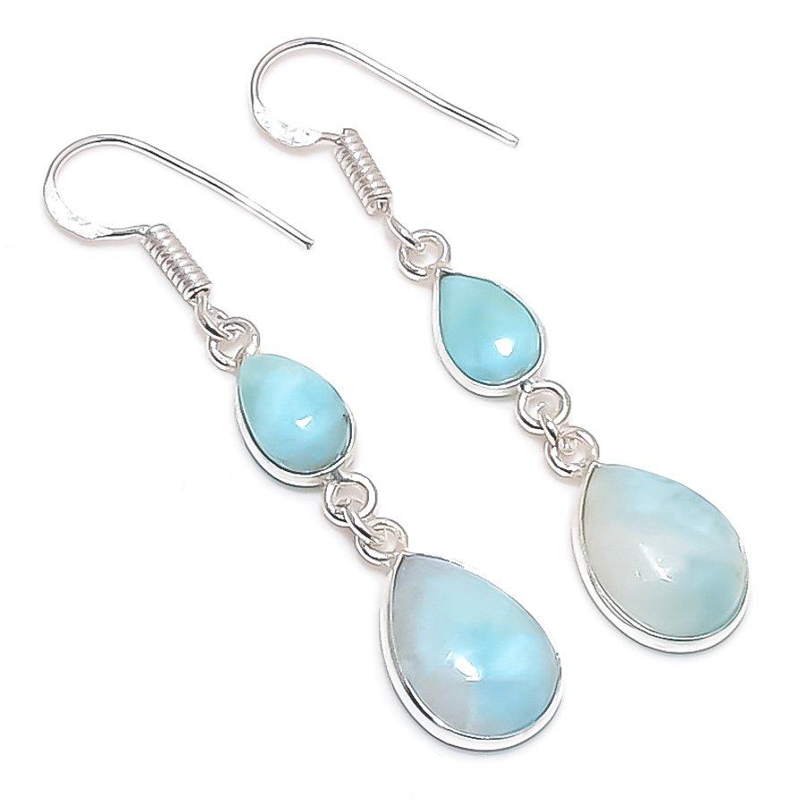 

Natural Larimar Gemstone Handmade 925 Sterling Silver Jewelry Earring 1.97 f9D37