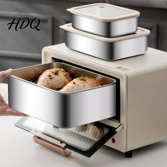 Clear Lid Food Storage Trays 304 Stainless Steel Containers with Lids Leakproof Meal Prep Boxes Leak Proof Bowls Dishwasher Safe Stackable