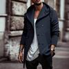 Men Windbreaker Coat Hooded Long Sleeve Solid Color Double-Breasted Jacket with Pockets Autumn Winter Outerwear