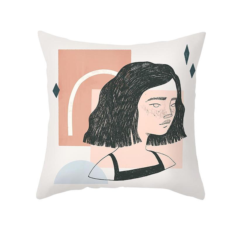 Modern Minimalist Artistic Style Throw Pillow Covers With Short Plush Printed Fabric For Home Living Room Sofa Cushion Cover
