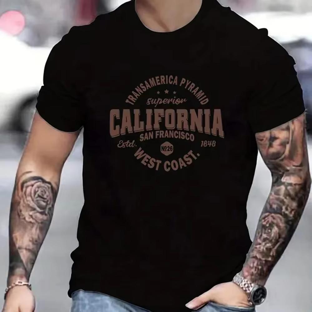 Summer New California West Coast Print T-shirt For Men Short Sleeve O-neck Cotton Tees Daily Casual Clothes Oversized Unisex Top