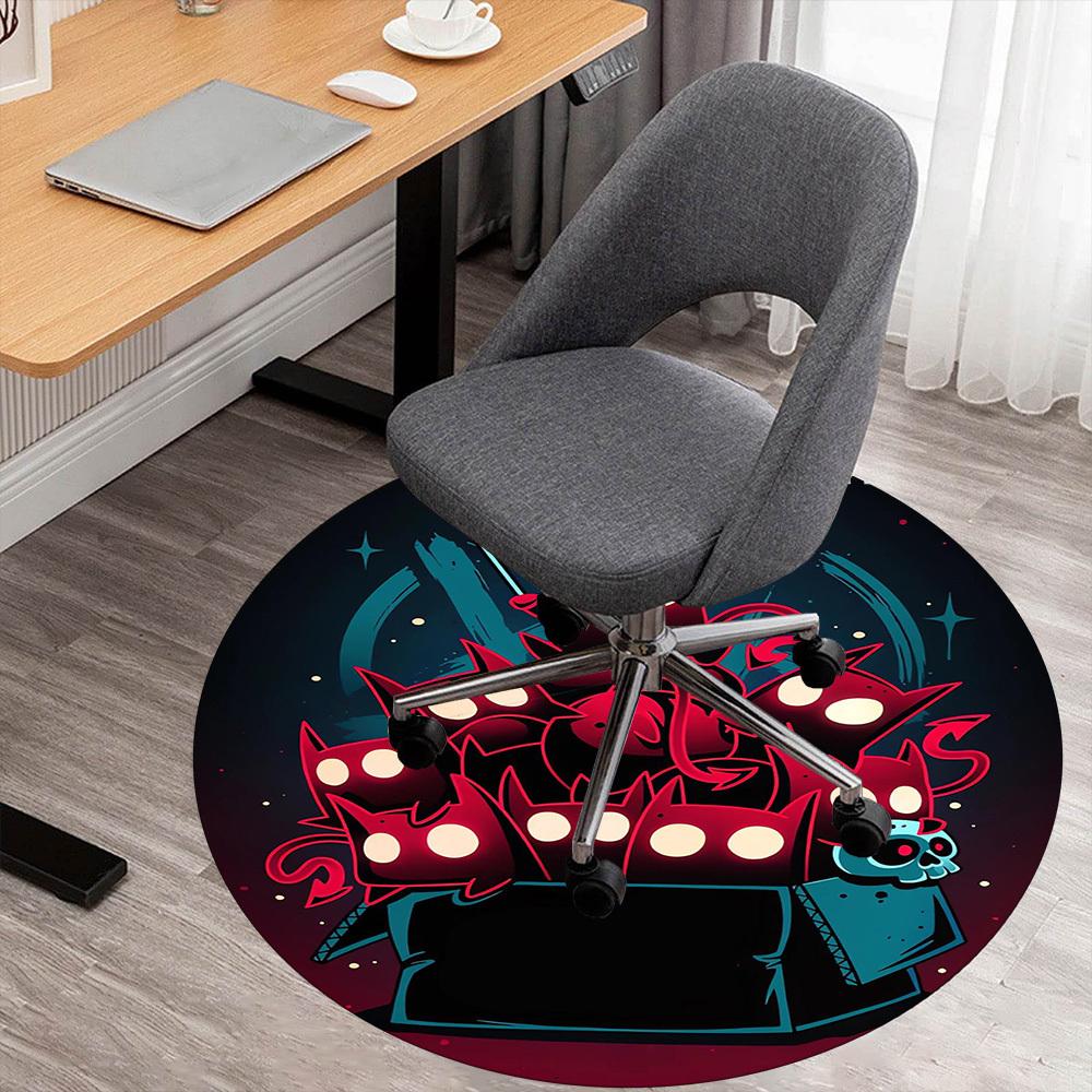 1PC Free Demon Box Round Chair Mat Area Rug - Non-Slip, Floor Mat for Office, Bedroom, Home Decor Christmas Gift C0528126