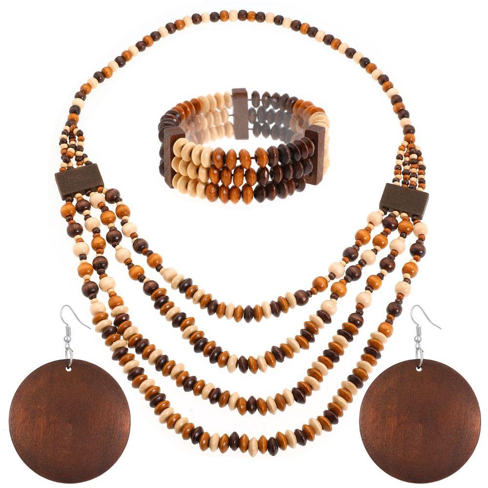 Handmade Vintage Boho Bib Beads Ethnic Style Geometric Beaded Necklace  Jewelry Accessories