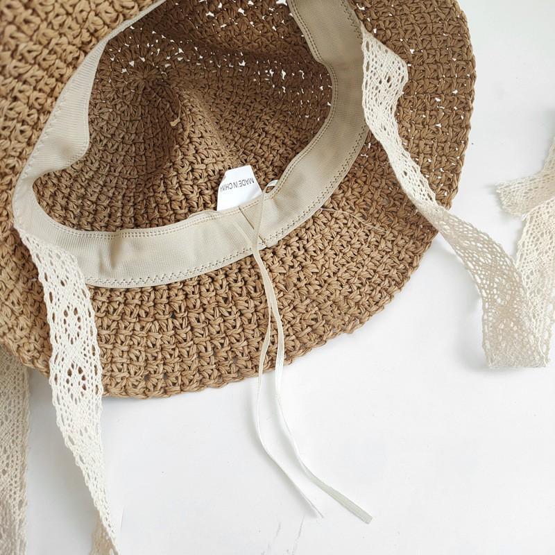 Fashion Lace Baby Hat Summer Straw Bow Baby Girl Cap Beach Children Panama Hat Princess Baby Hats and Caps for Kids 1PC