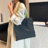 Plaid Cloth Bag Shoulder Cloth Bag Striped New Women's Bag Versatile Black and White Tote Bag Double Bag