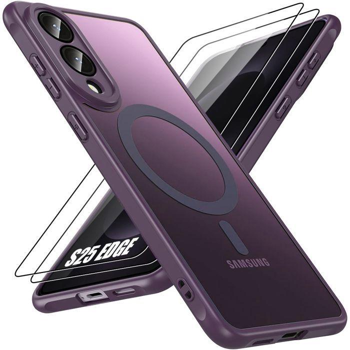 Coque de protection - BOOLING - Samsung Galaxy S25 Edge - Violet - Protection caméra - 2 verres trempés