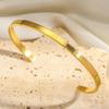 Women's Simple Smooth Stainless Steel Cuff Bracelets, 3/4/5/6mm Wide Open Bangles Gold Plated, Little Luxury Classic Jewelry