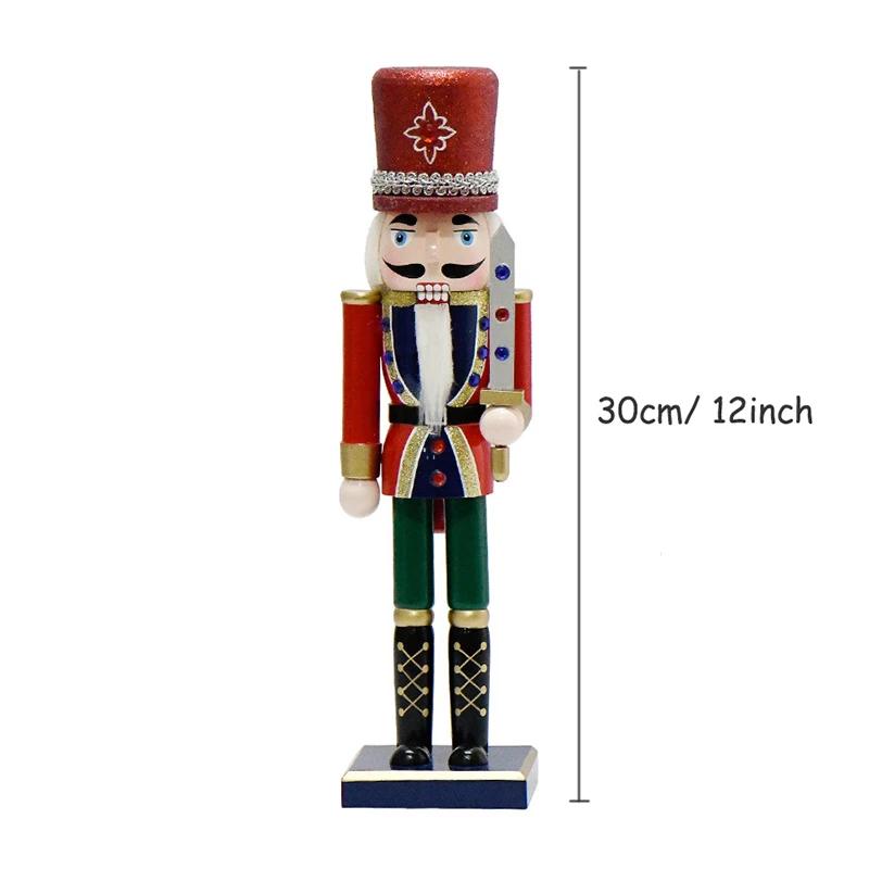 

30cm Handcrafted Wooden Nutcracker, Festive Puppet Ornaments Collectible Figures, Ideal for Holiday Home Decor & Gift Giving