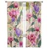 Linda com flor botânica tule cortina de janela para sala de estar quarto voile cortinas transparentes tratamentos de cozinha