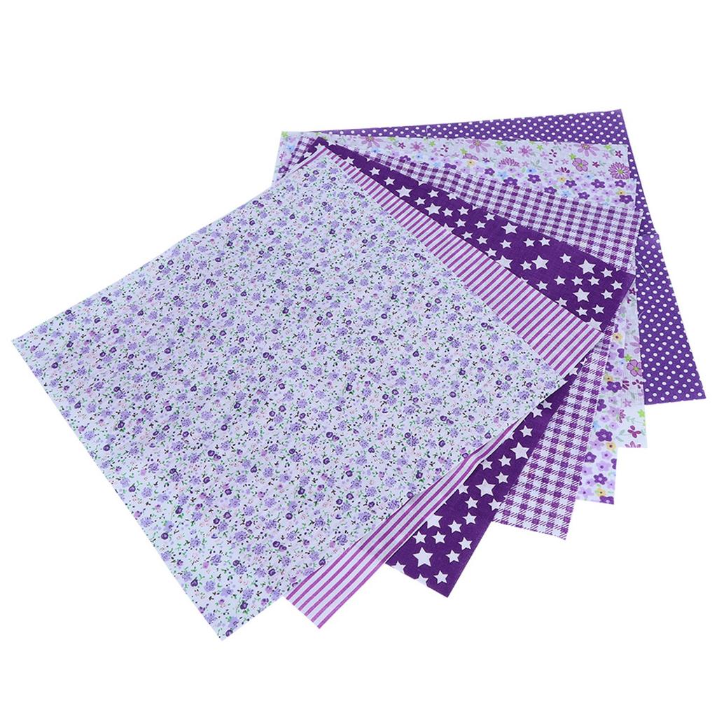 7Pcs 50x50cm Purple Floral Cotton Fabric Cloth for DIY Craft Sewing Scrapbooking Quilting Kit