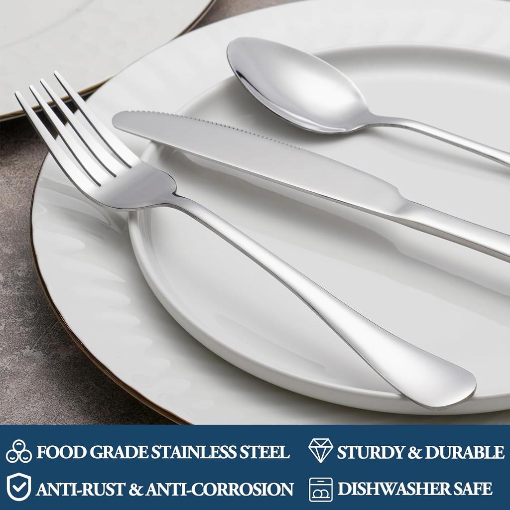 Dinner Forks Set of 6 Food Grade Stainless Steel Silverware Forks Mirror Finish Salad Forks, Use for Home,Kitchen or Restaurant, 8 Inches