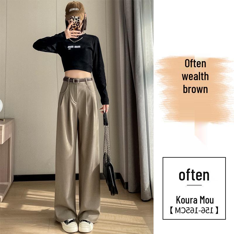 Spring New Women's High-Waist Pants - Slim, Wide, or Straight Leg, Floor-Length Casuals