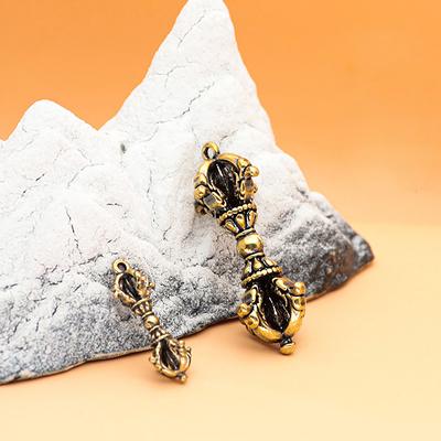 1 Stück Vintage Messing Tibetische Handarbeit Buddhistischer Kupfer Fünf Anteile Dorje Vajra Stößel Schlüsselanhänger Heim Schreibtisch Dekoration