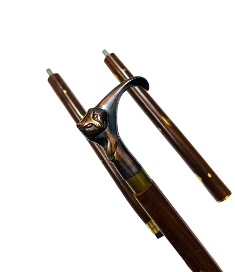 Cat Brass Handle Walking Stick: Victorian Style Wooden Cane Sturdy Walking Cane 36 Inches