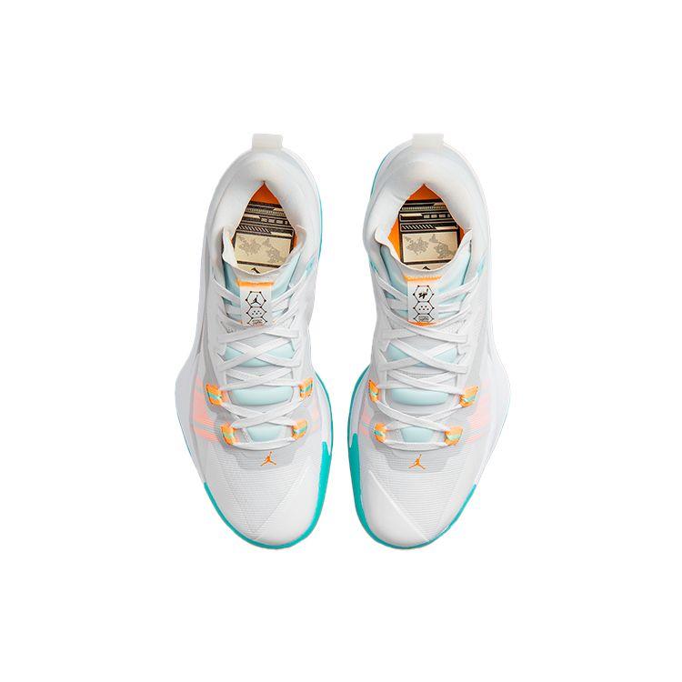 Air Jordan Zion 1 White Dynamic Turquoise Men Sneakers Laser-Orange Black DA3130-101